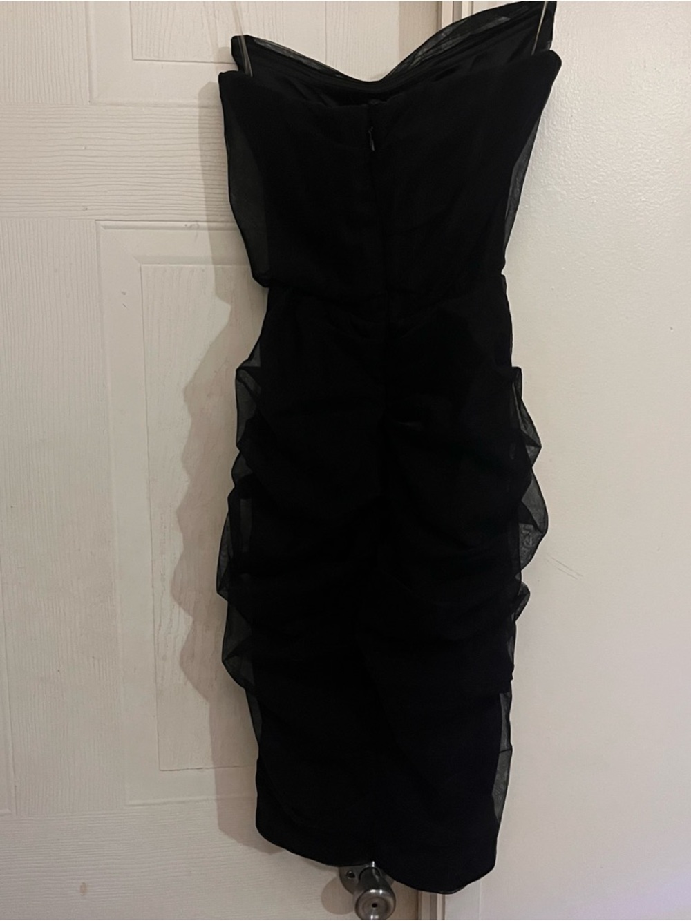 House of CB London Leila Black Mesh Strapless Corset Dress XS Bodycon Ruched - Picture 7 of 10
